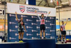 Zoe Saccio (right) on the podium. Photo by Laura Saccio